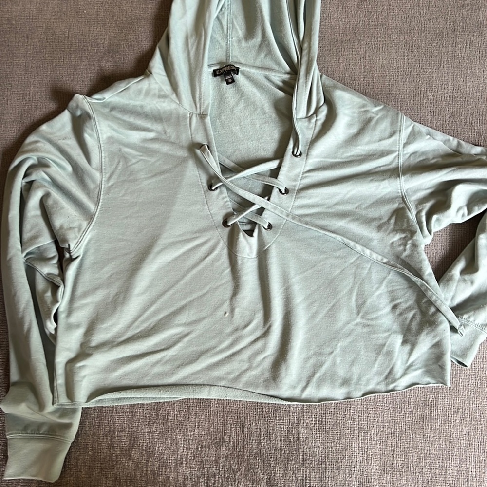 Express cropped hoodie. Size XS. Teal